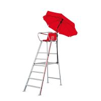 Scaun arbitru tenis cu umbrela Court Royal Deluxe, din aluminiu, rosu  